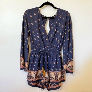 Long sleeve romper flowy boho small